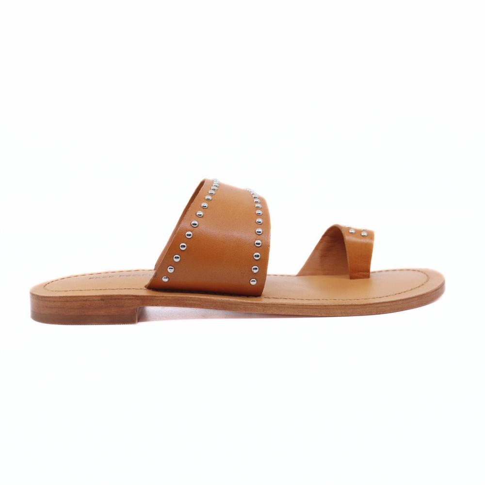 Free People Tan Studded Double-Strap Slide Sandal